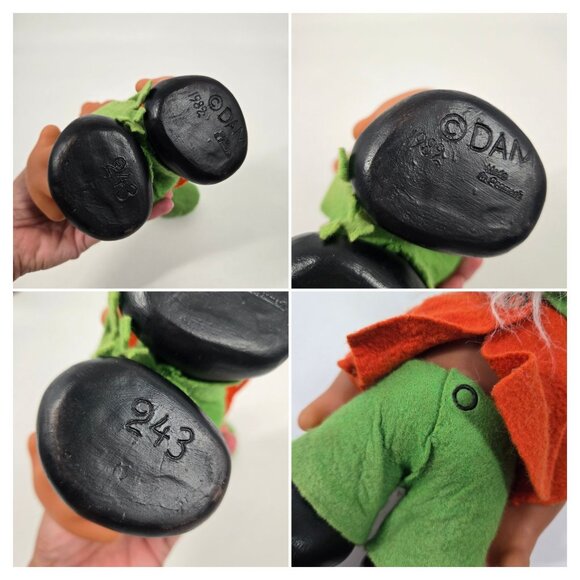 Vintage 1989 Dam Large Boy Troll with Felt Clothes & Hat White Hair Denmark 10" - Picture 8 of 12